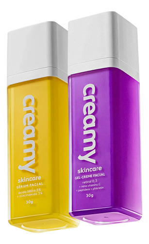 Kit Creamy Ácido Lático Facial, Creme Retinol 0,3 Antirrugas