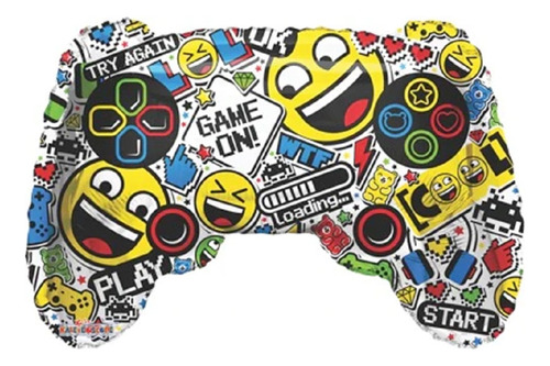 4 Globos Control Videojuegos Met 22in Crazy Emoji Epic Fiest