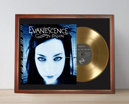 Evanescence Fallen Tapa Lp Y Disco Oro Enmarcado