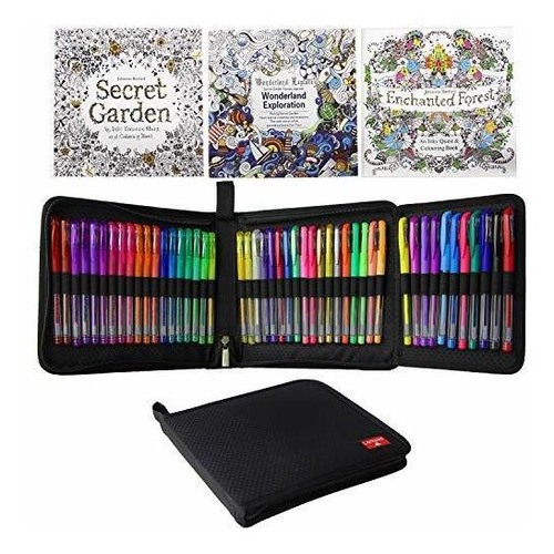 48 Color Gel Pen Set 3 Libros Para Colorear Con Caja De...