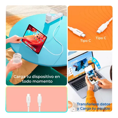Cable Tipo C A Tipo C 2 Metros Carga Rápida 2.4a U-volt