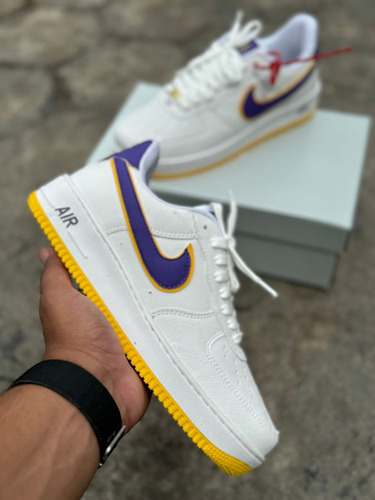 Tenis Air Force Lakers Moda Couro Original Basquete Inedito