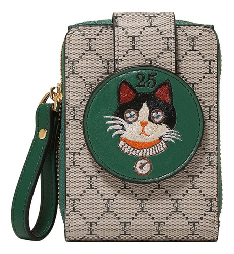 Cartera Mujer Pequeña Hombre Dama Tarjetero Compacta Gato