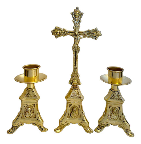 Candeleros Y Cruz De Mesa Religiosos Modelo Barroco