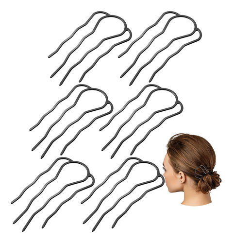 6 Pinzas De Horquilla Para El Cabello, 3.425in, Peine Latera