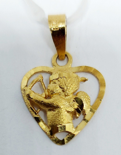 Dije Colgante Oro 18k Italiano. Corazon Con Cupido