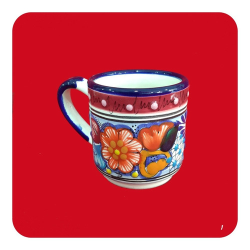 Imagen 4 de 7 de Taza De Talavera Poblana Color Varios Diseños 300ml. Tz