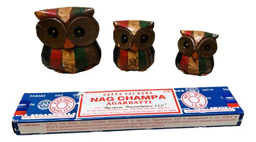 comprar Familia De Buhos Hindu Set X 3 Tallados 10\u002F7\u002F5 Cm Lechuzas