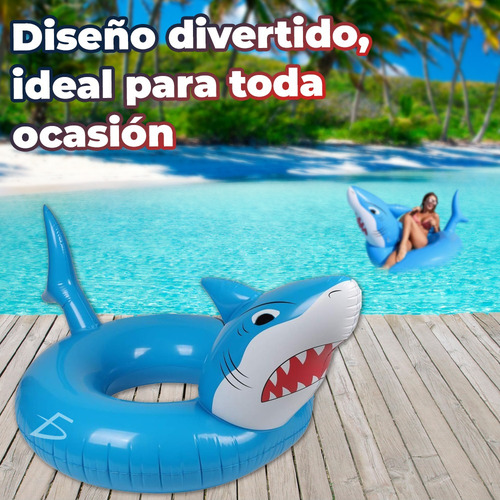 Flotador Inflable En Forma De Tibur[on Azul Acero