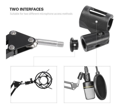 Imagen 6 de 10 de Soporte Para Micrófono Brazo + Filtro Antipop + Shock Mount
