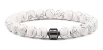 Comprar Pulseras Hombre Mujer Piedra Howlita Blanco Metal Unisex