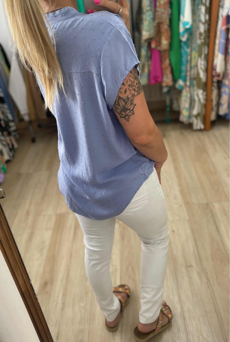 Blusa Camisa Cuello Mao Plumetti Talles Grandes The Big Shop