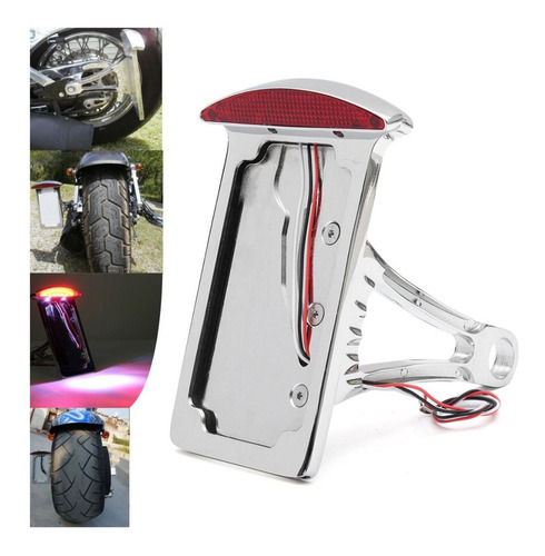 Portaplacas Lateral Vertical Cromo Con Stop Para Moto