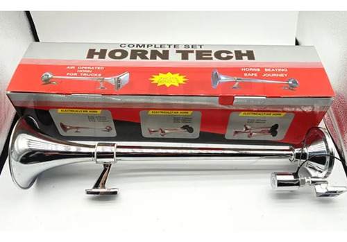 Bocina Corneton Cromado Aire Camion Ómnibus Bi Volt 12 Y 24v