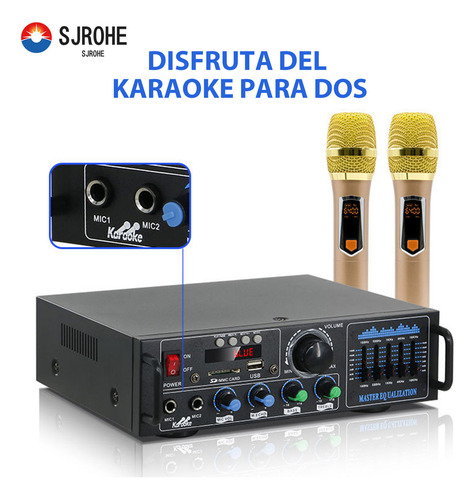 Sjrohe Ecualizador De Audio Profesional Y Amplificador Bluetooth Integrado Para Casa/automóvil Sonido 5.1 Amplificador Estereo Audio Calidad Premium Subwoofer En Casa Control De Graves Y Agudos Negro