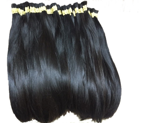 Cabelo Humano 75cm 100gr Levemente Ondulado Natural Castanho