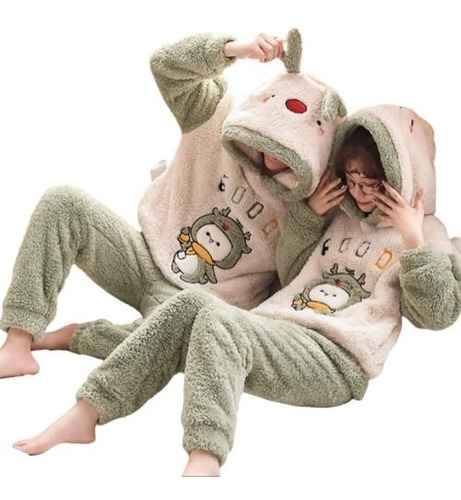 Pijama De Polar Invierno Para Parejas De Dormir Gruesa P3.