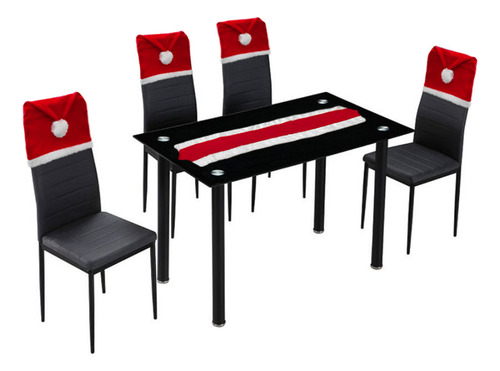 Fundas De Comedor Kit 4 Gorritos Para Silla + Mantel Mesa