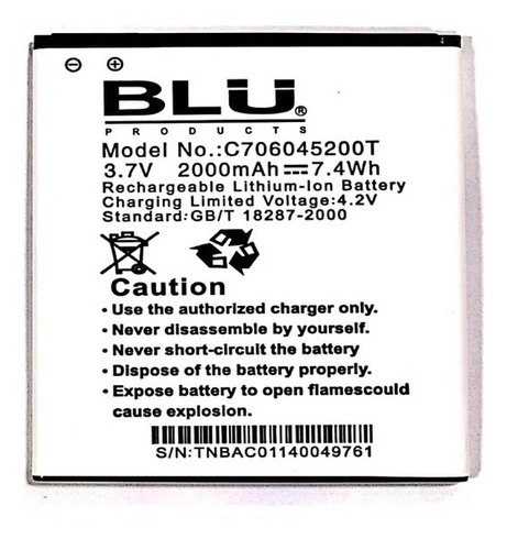 Bateria Pila Blu Studio 5.0 C706045200t D530 D531 L120