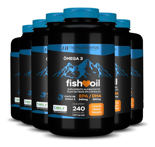 Kit 10x Omega 3 Fish Oil Meg 3 240 Cps Hf Suplementos