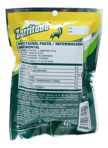 Imagen 3 de 3 de Caramelo Zorritone Bolsa Con 15 Caramelos C/u