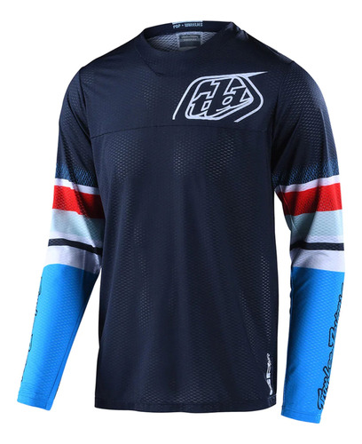 Polera De Moto Gp Air Warped Azul Rojo Troy Lee Designs 