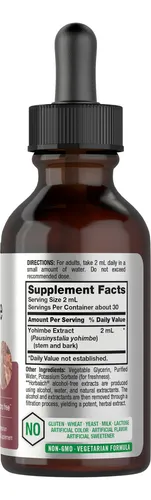Extracto Líquido De Corteza De Yohimbe 60 Ml Gotas Tintura P Sabor