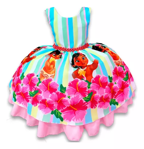 Fantasia Moana Baby Infantil Vestido Roupa Festa