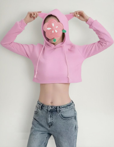 Sudadera Crop Talla M Color Rosa