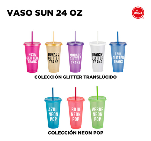 20 Vasos Uupz Sun 709 Ml Plástico Rigido Reutilizables Rojo