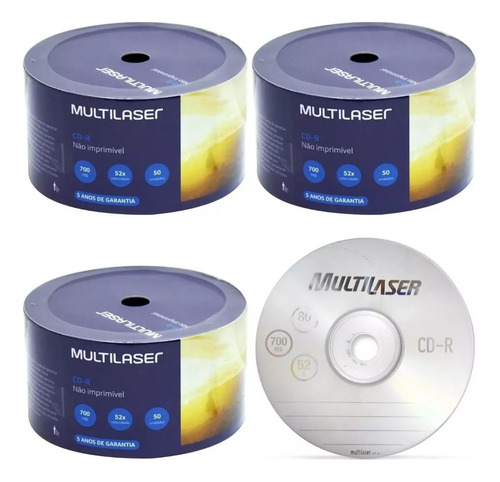 Kit 10 Unidades Mídia Multilaser Cd-r Vel. 52x Cd027 Outlet