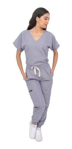 Pijama Quirúrgica Jogger Antifluidos Dama Scrubs Cupatitzio Gris Perla Liso M