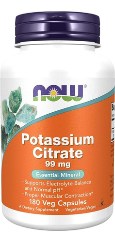 Citrato De Potasio 99mg Now Foods 180 Cáps. Veganas