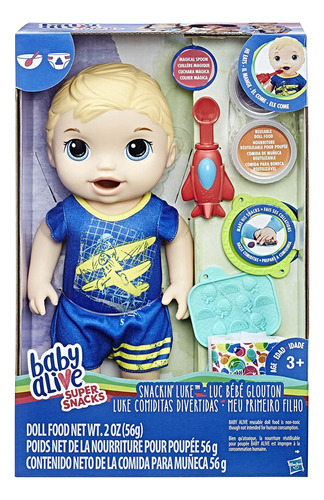 Baby Alive Ba Snackin Luke Muñeca Rubia