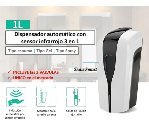 Dispensador Automatico Para Alcohol O Gel Con Sensor, 1 L