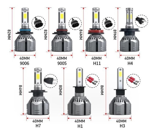 Imagen 2 de 10 de Kit Turbo Led H1 H3 H4 H7 H11 H13 9005 9006 880 12000lm/ R11