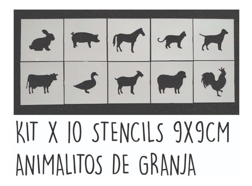 Kit X 10 Stencils 9x9cm Animales Granja Noreste Ideas