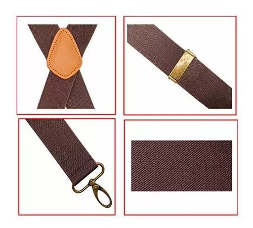 Mendeng Suspenders For Men Vintage Bronze Snap Hooks Adjusta