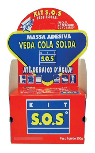 Kit Sos Massa Adesiva Vedatudo 250g Cola Ate Debaixo Dagua 