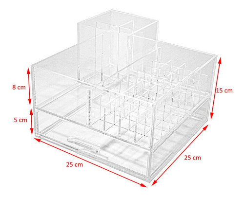 Organizador Acrílico De Maquiagem Com Gaveta Make Trio