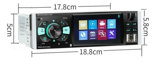 Stereo Con Pantalla 4p Reproductor Mp5 Bt Usb Fm Sd Aux