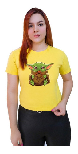 Polera Dama Estampada 100%algodón Diseño Baby Yoda 410