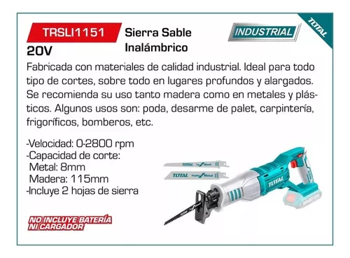 TOTALTOOLS Sierra Sable Inalambrica 20v Bateria Cargador