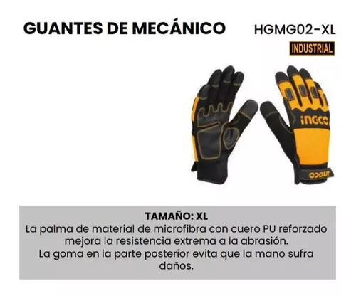 GUANTES MECANICO CUERO Y MICROFIBRA XL INGCO HGMG02-XL