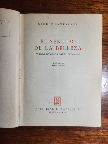 El Sentido De La Belleza. George Santayana (Usado)