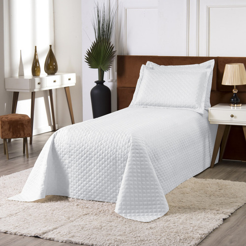 Cobre Leito Colcha Clean Solteiro 2 Peças Branco