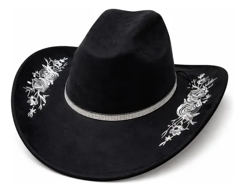 Chapéu Cowboy Preto Luxo com Strass Adulto Preto Adulto com - foto 1