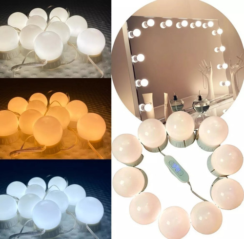 Pack X2 Luces Para Espejo Tocador Maquillaje 10led Bombillas