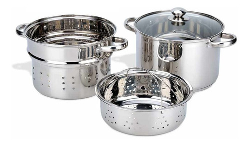 Pasta Set 3 Piezas Olla Colador Vaporera Roswell Acero 24cm