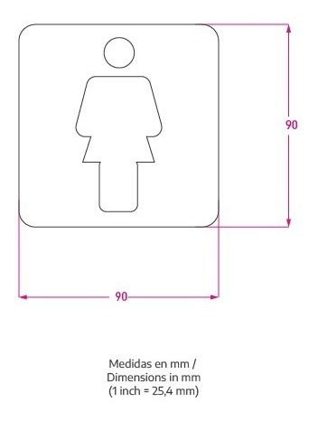 Imagen 4 de 10 de Señal Baño Hombre O Mujer 90x90 Mm Cartel Acero Inoxidable